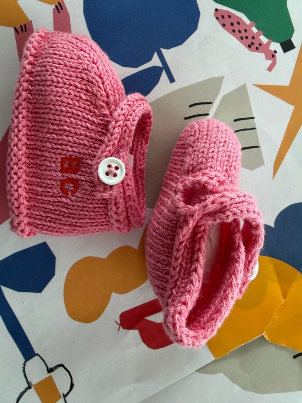 Bobo Choses Pink Knit Baby Walker Shoes Newborn Size